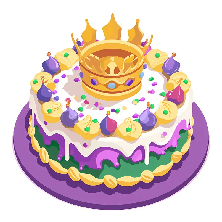 Festive Mardi Gras Cake with Crown