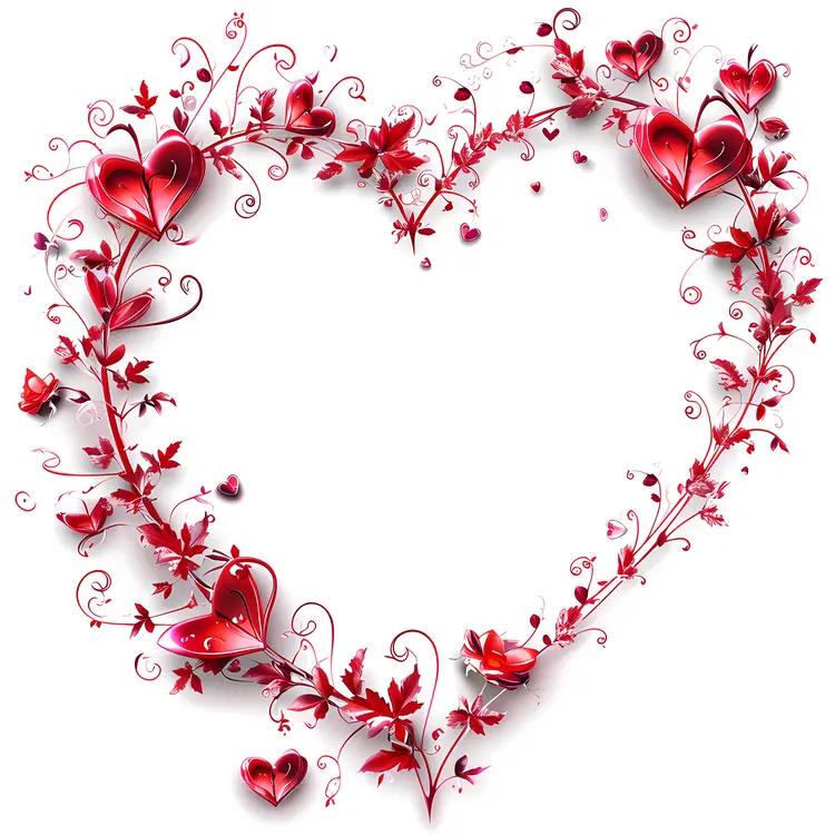 Red Heart Floral Frame for Valentine's Day