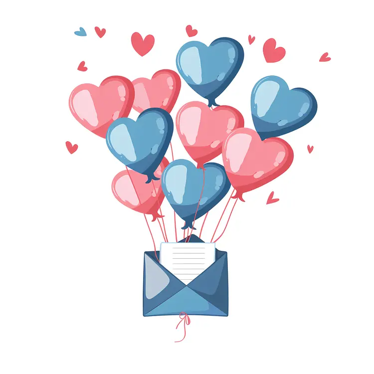 Envelope with Heart Balloons