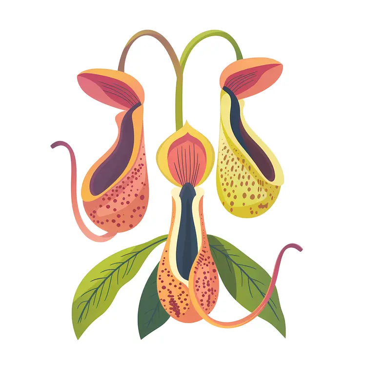 Colorful Pitcher Plants Illustration