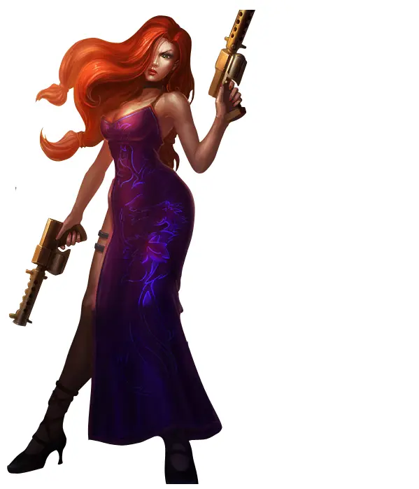 Female Gunfighter in Elegant Dress