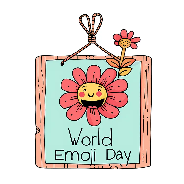 World Emoji Day Celebration with Cute Flower