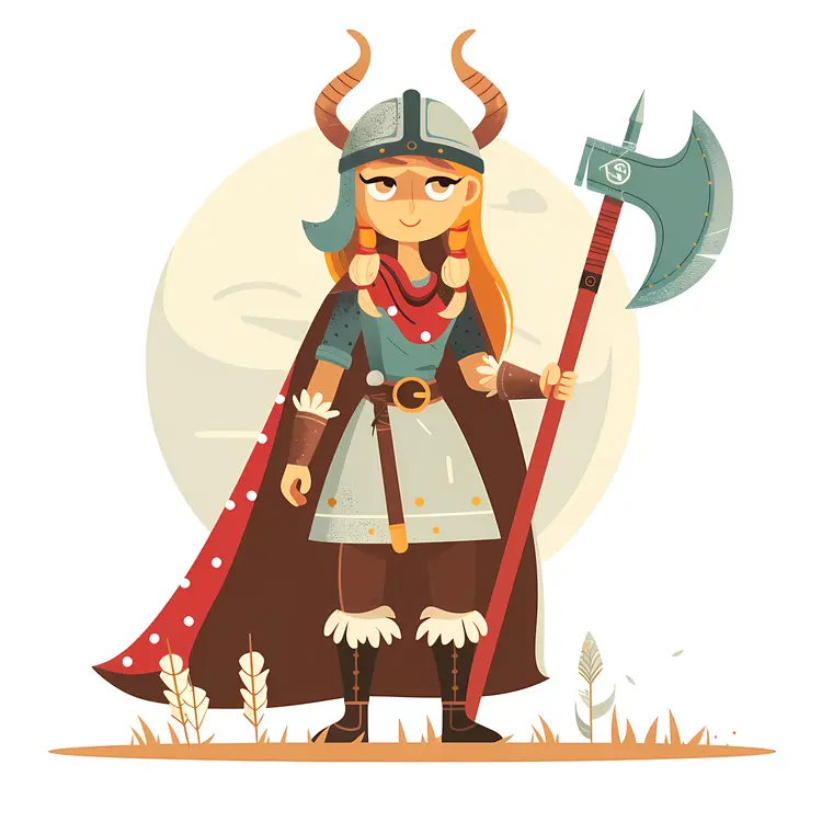 Viking Girl with Axe and Shield