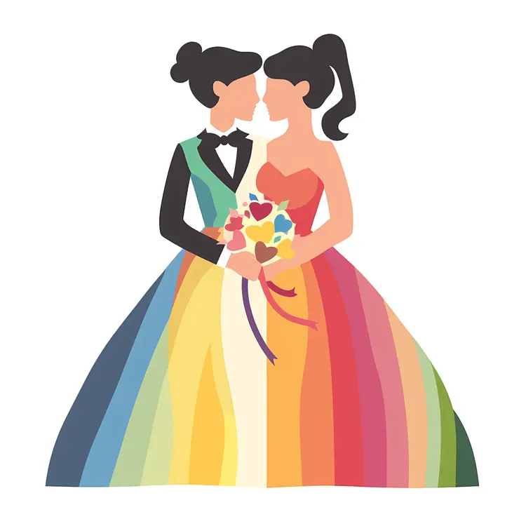 Couple in Rainbow Dress Illustration