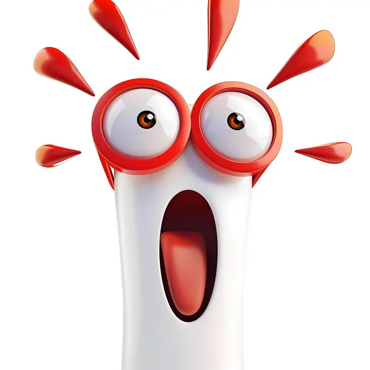 Surprised White Cartoon Character with Red Glasses
