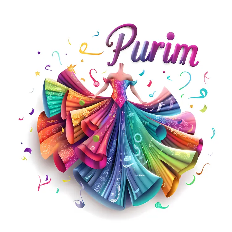Colorful Purim Dress with Text