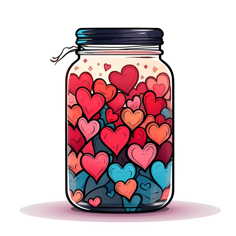 Colorful Hearts in a Jar for Valentine's Day