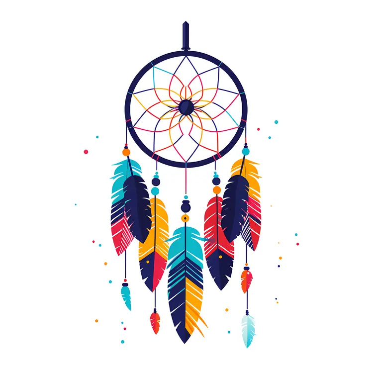 Colorful Dreamcatcher with Feathers and Beads