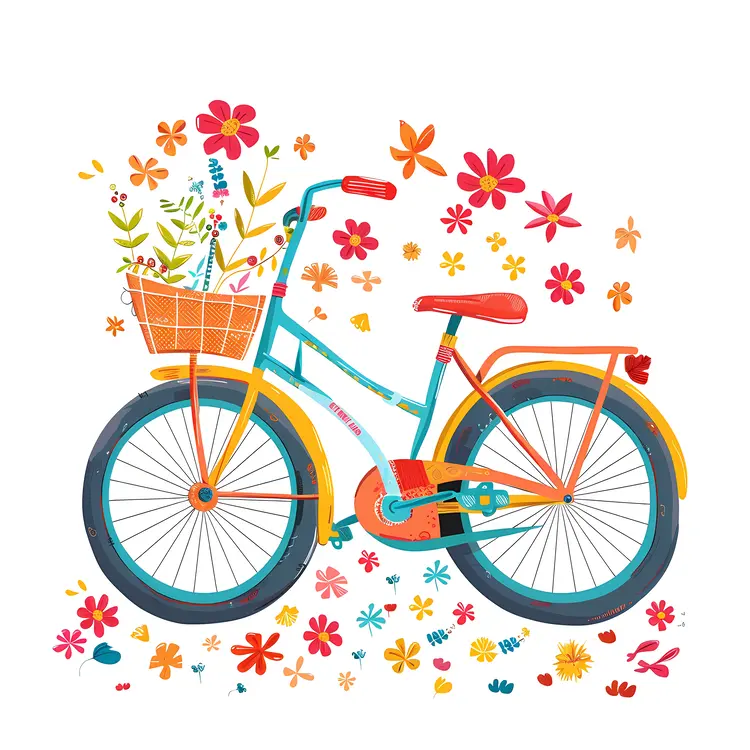 Bicycle with Flowers Illustration