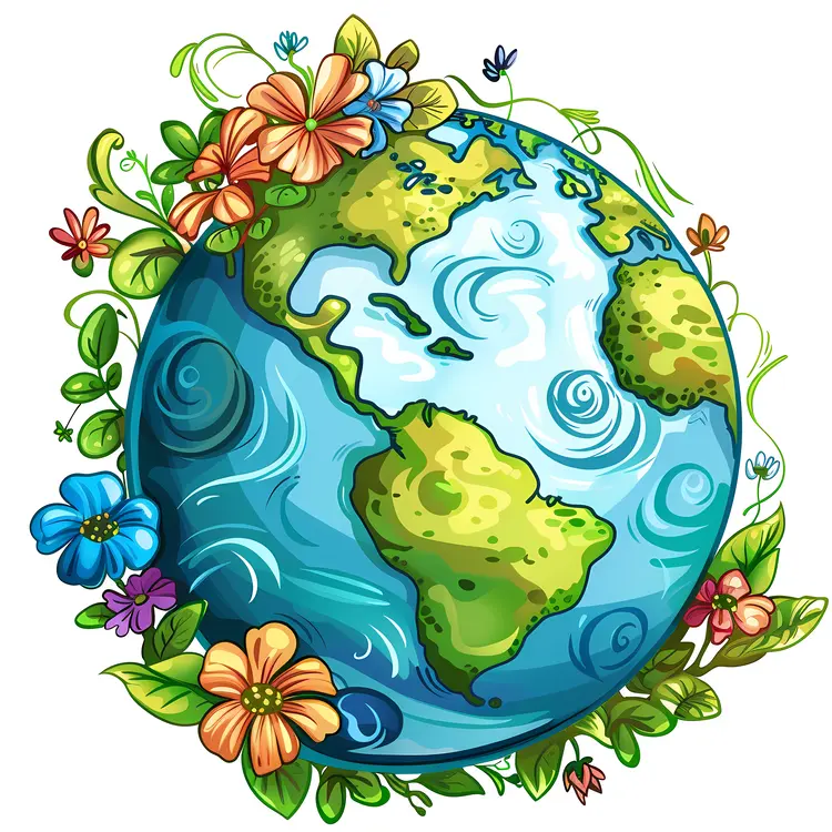Earth Surrounded by Flowers