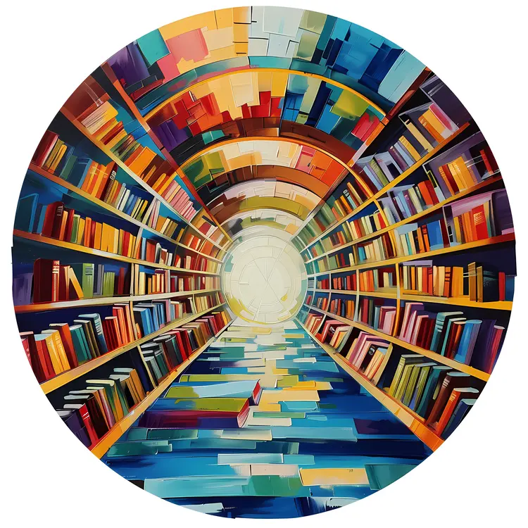 Colorful Bookshelves in Circular Art