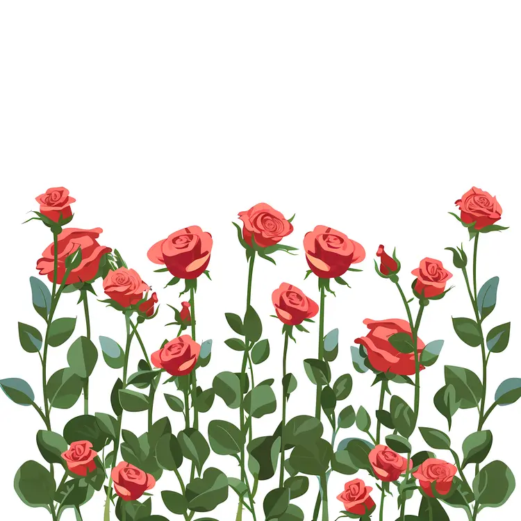 Red Roses in Full Bloom