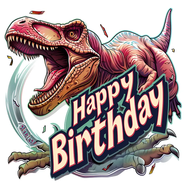 Ferocious T-Rex with Happy Birthday