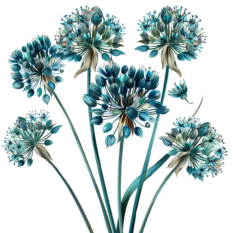 Blue Allium Flowers in Bloom