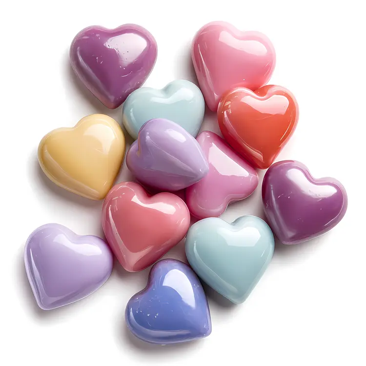 Pile of Colorful Heart-Shaped Objects