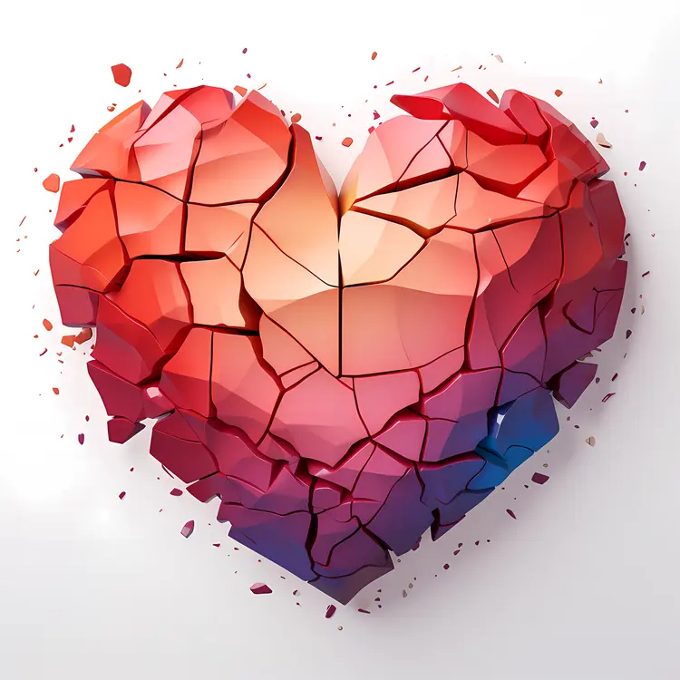 Cracked Heart with Gradient Colors