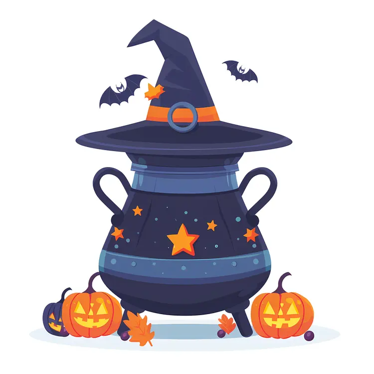 Witch Cauldron with Halloween Decorations