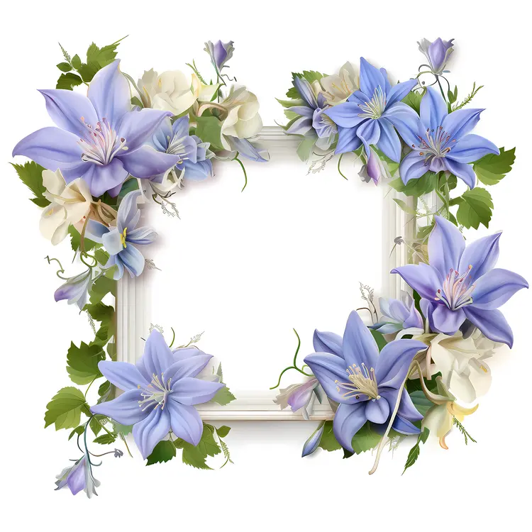 Blue and White Floral Frame