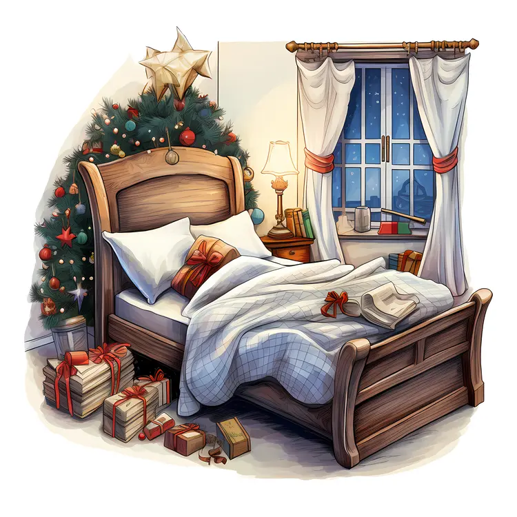 Cozy Christmas Bed with Gifts