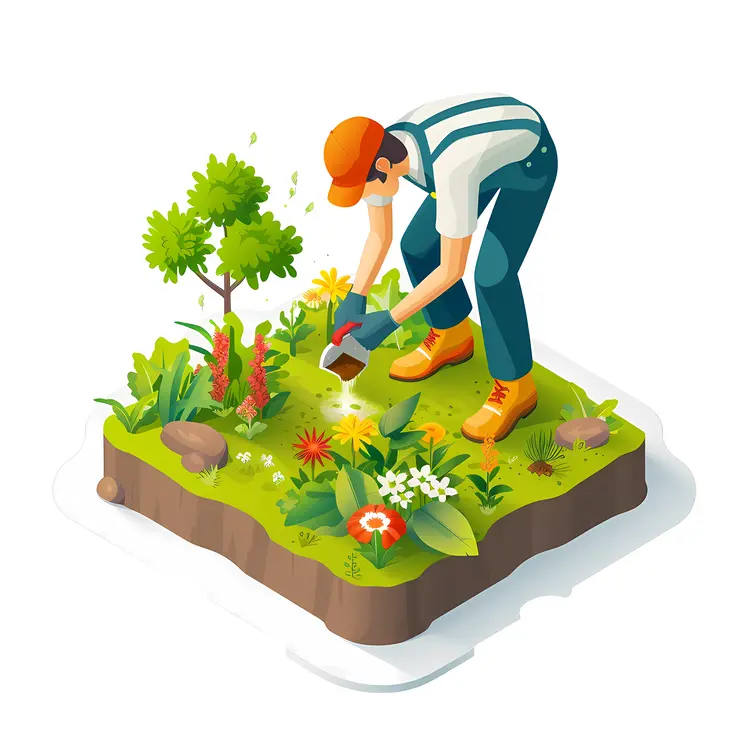 Gardener Watering Plants