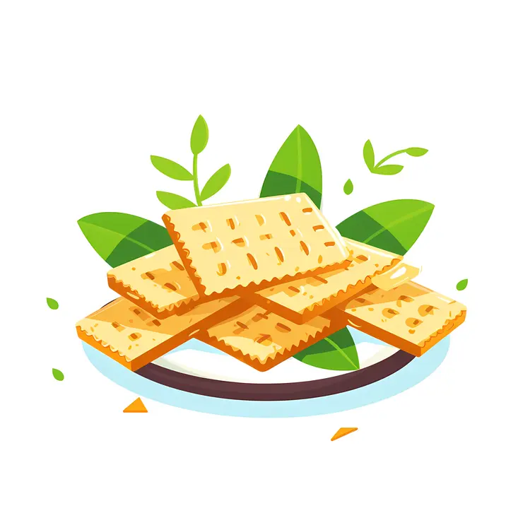Crunchy Crackers on a Plate with Leaves