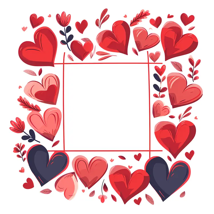 Heart Frame with Red and Black Hearts for Valentine's Day