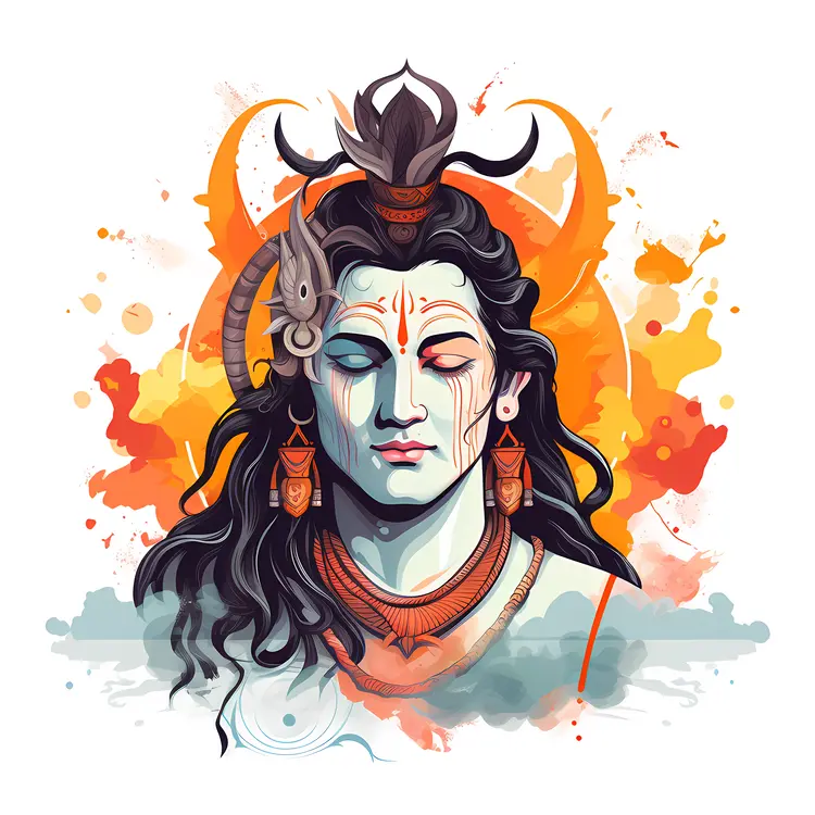 Shiva Illustration with Crescent Moon
