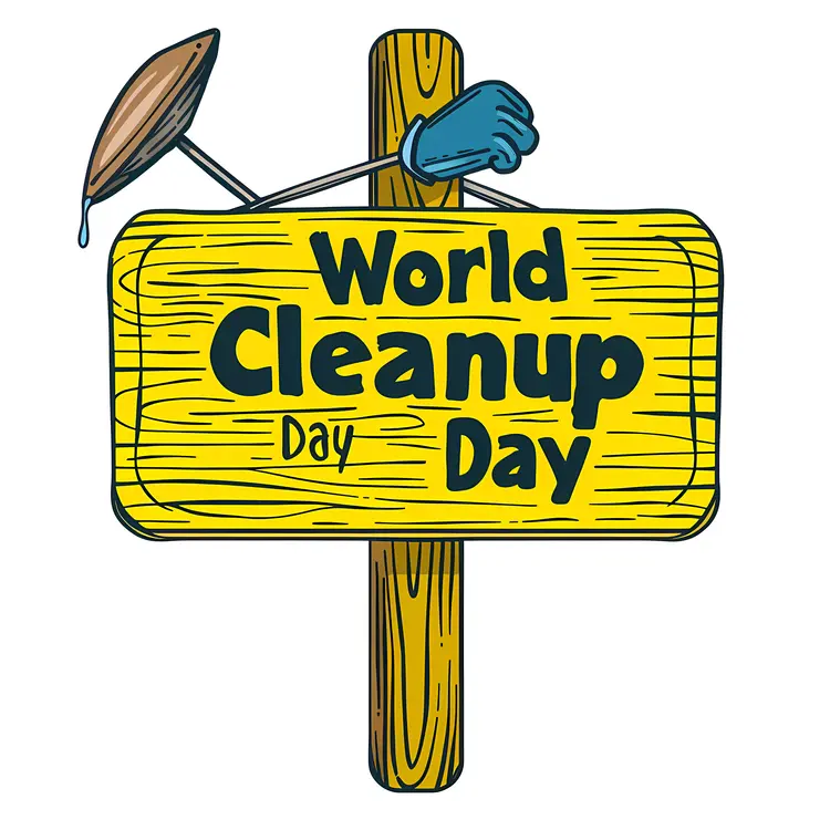 World Cleanup Day Wooden Sign