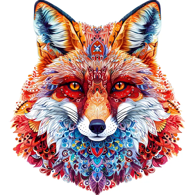 Decorative Fox Head with Intricate Patterns