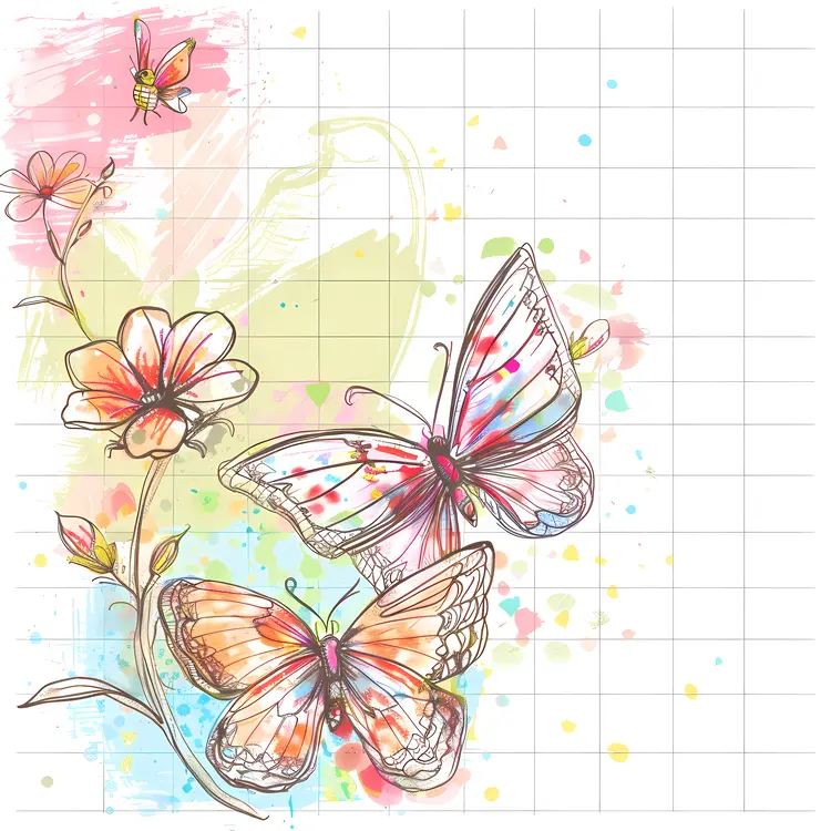 Colorful Butterflies and Flowers