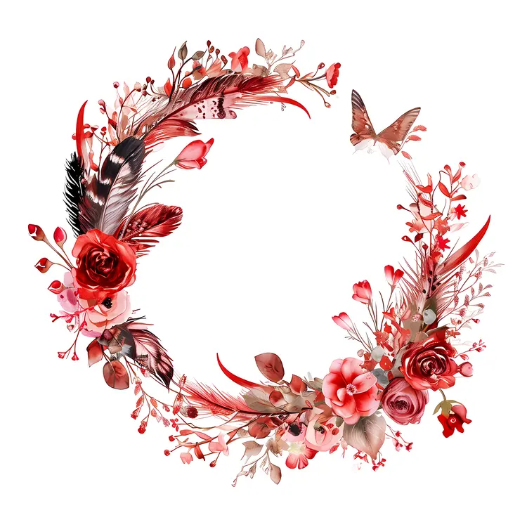 Heart and Feather Wreath for Valentine's Day