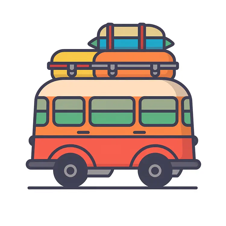 Bus with Luggage on Top