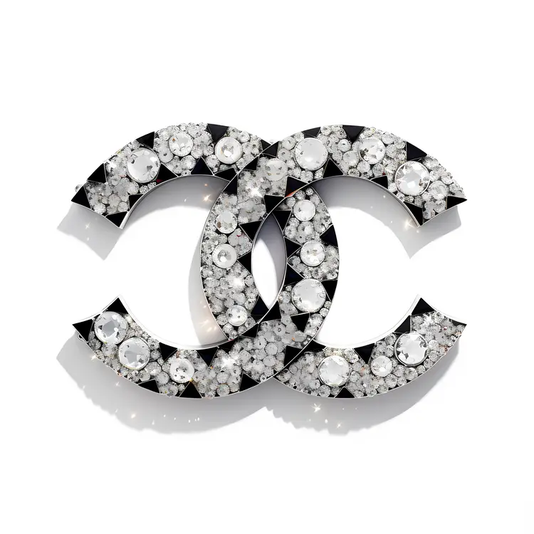 Silver logo with diamonds