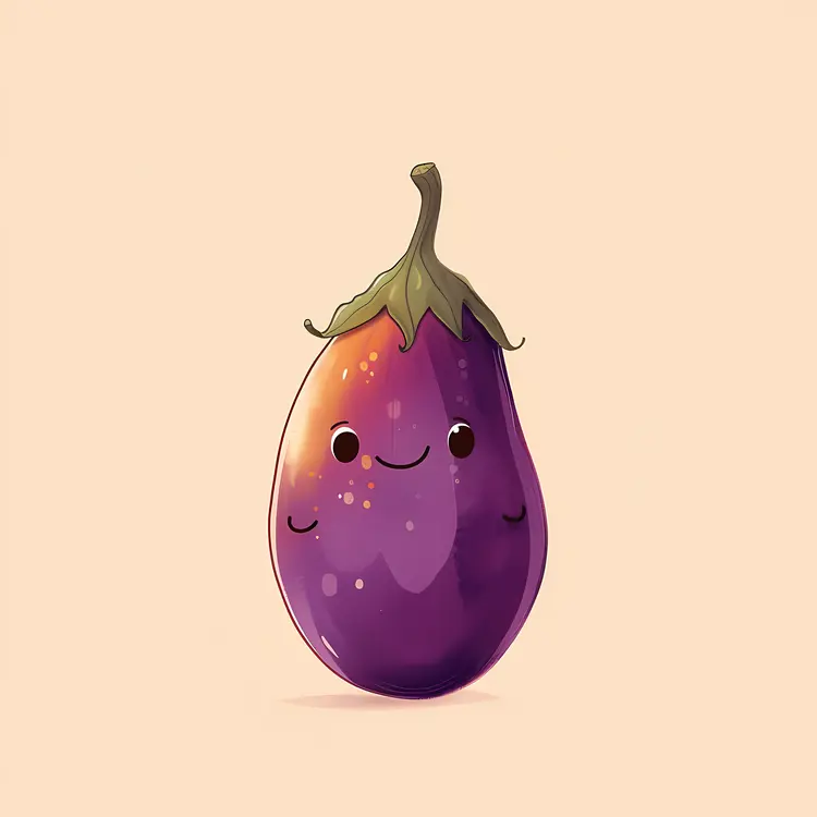 Cute Eggplant with Blushing Cheeks