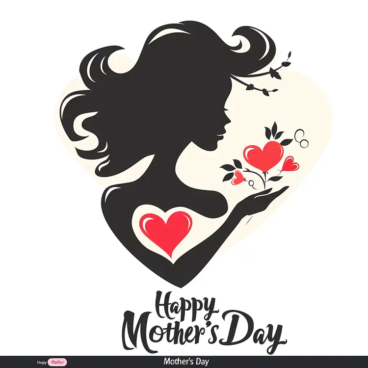 Happy Mother's Day Silhouette with Hearts