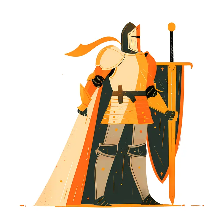 Knight in Armor with Shield and Sword