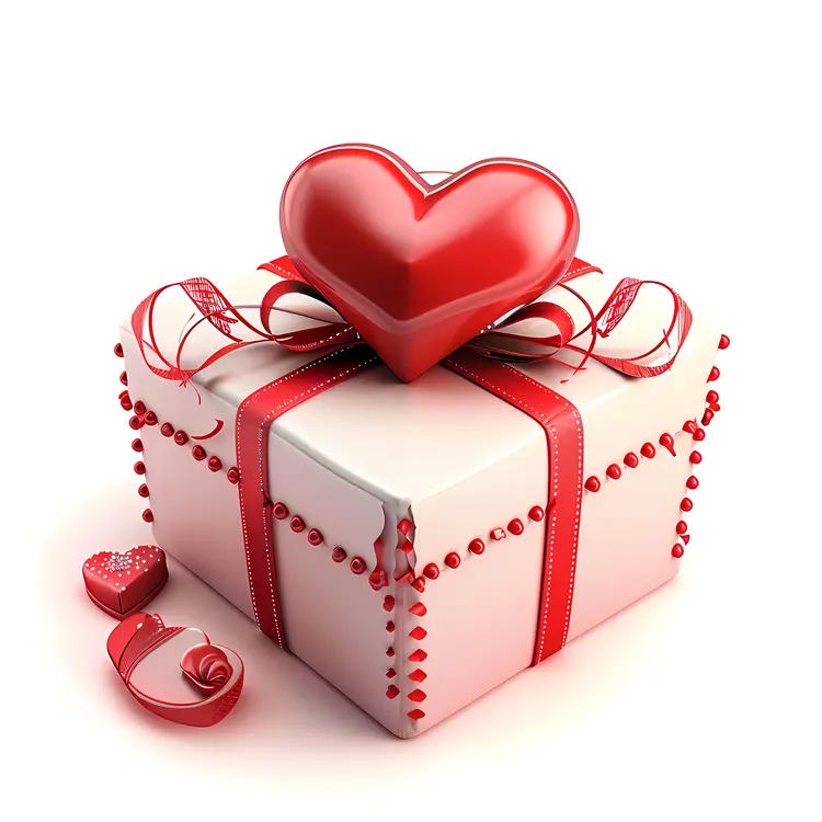 Heart-shaped Gift Box with Red Ribbon for Valentine's Day