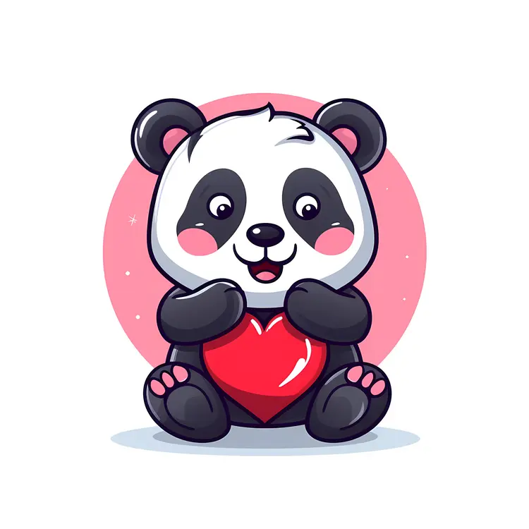 Cute Panda with Heart for Valentine's Day