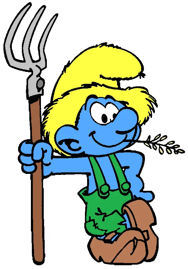 Smurf Farmer with Pitchfork