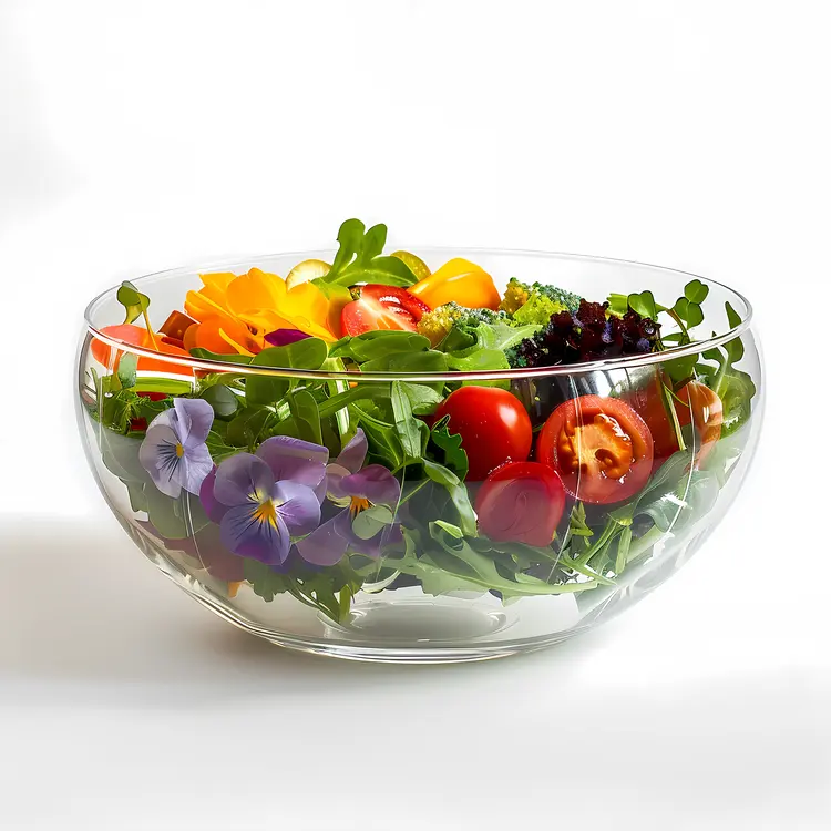 Fresh Salad with Edible Flowers and Vegetables