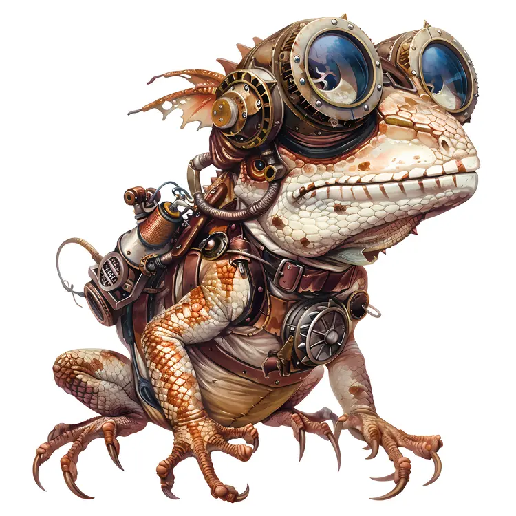 Steampunk Lizard with Goggles
