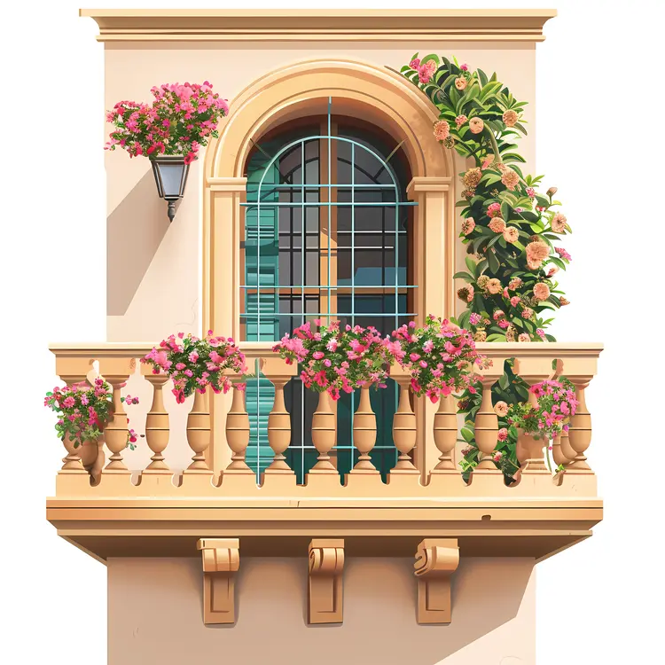 Charming Balcony with Flowers