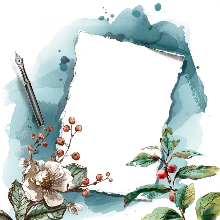 Fountain Pen and Floral Paper for Elegant Writing