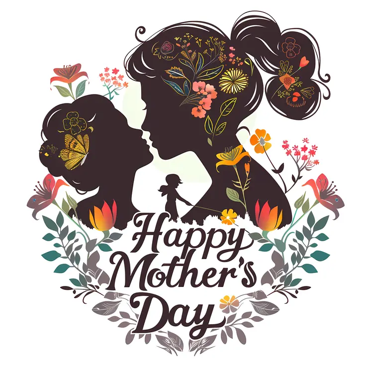 Silhouette of Mother and Child for Mother's Day