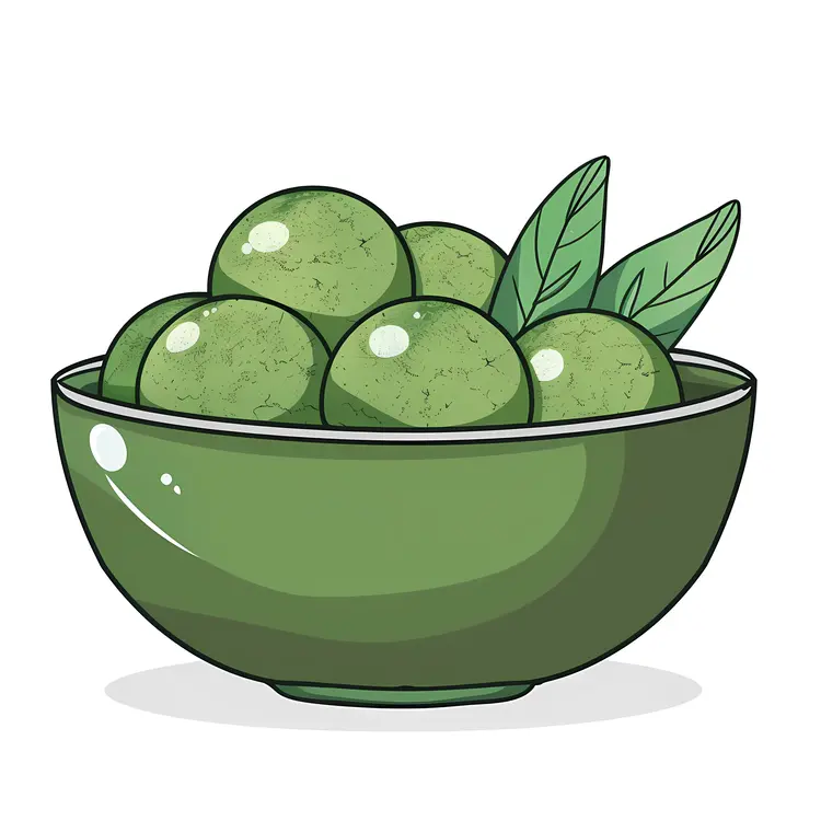Green Balls with Leaves
