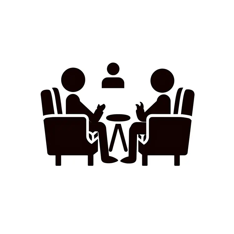 Silhouette Figures in Conversation Icon