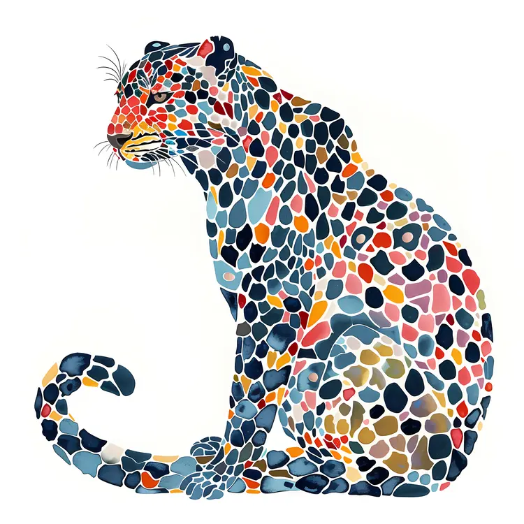 Colorful Mosaic Leopard