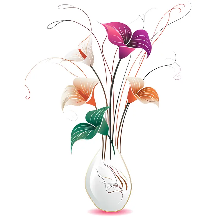 Abstract Floral Illustration in Vase