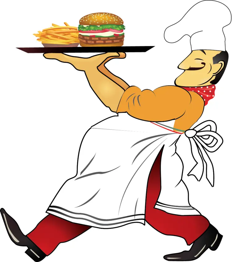 Chef Carrying a Tray of Food