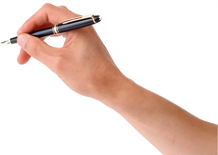 Hand Holding a Black Pen